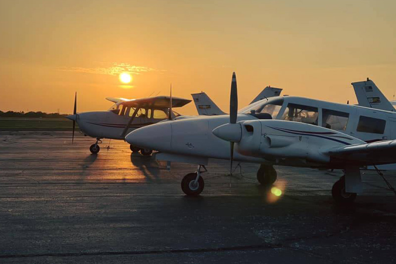 US Aviation Academy FAA Pilot Training Piper Multi Engine Aircraft Fleet Cockpit Flight School